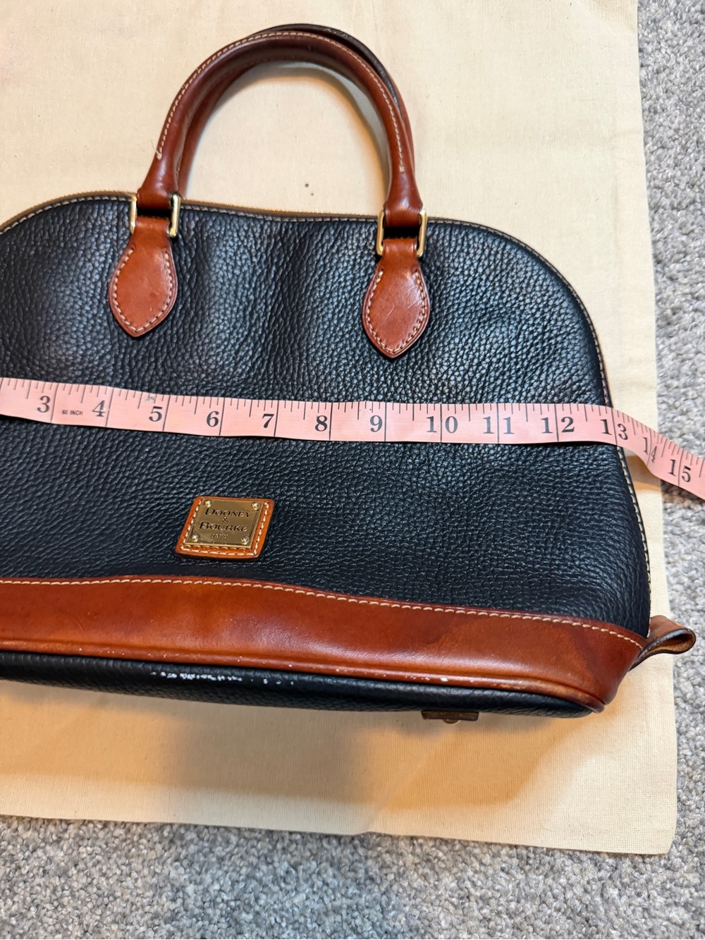 Dooney & Bourke Black and Brown Pebbled Leather Dome Satchel - Picture 14 of 16